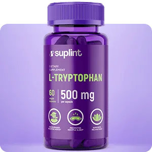L-tryptophan, 60 capsules - Front x L tryptophan png