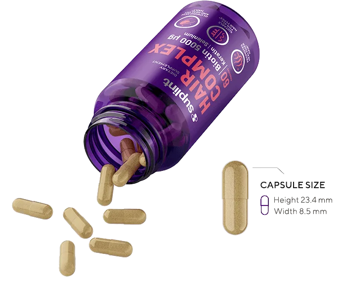 Hair Complex, 60 capsules - OpenedCapsula hair complex png