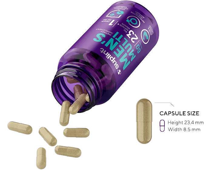 Men's Multivitamin Complex, 60 capsules - OpenedCapsula mens multi png