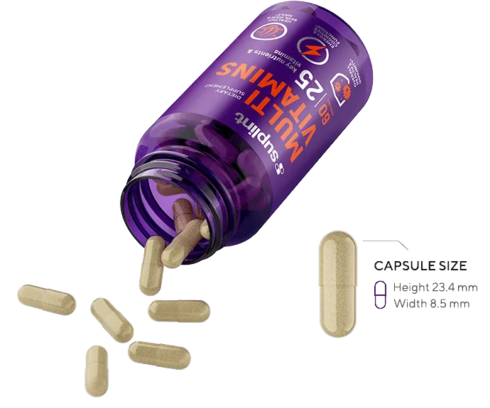 Multivitamins, 60 capsules - OpenedCapsula multi png