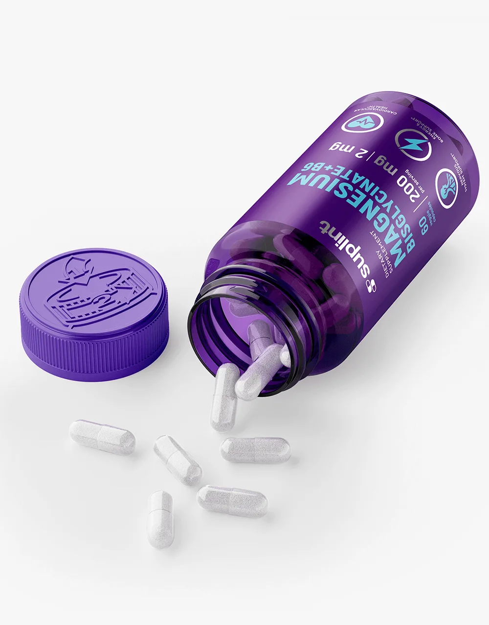 Magnesium + B6, 60 capsules - open magnesium png Magnesium + B6, 60 capsules - open magnesium png