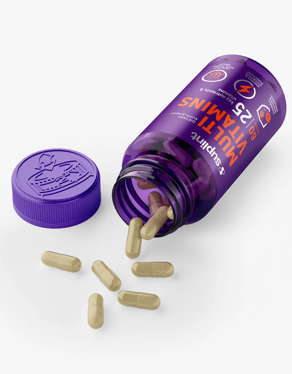Multivitamins, 60 capsules - open multivitamines png Multivitamins, 60 capsules - open multivitamines png