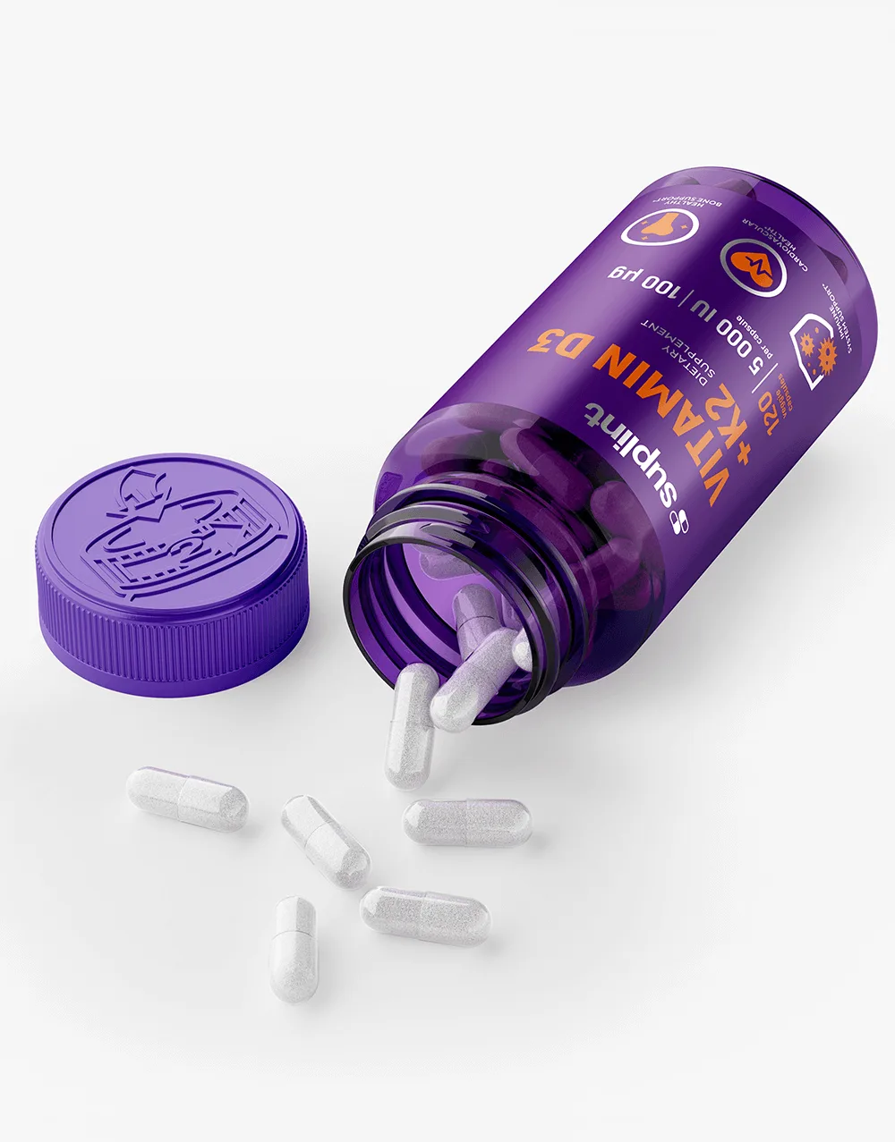 Vitamin D3+K2, 120 capsules - open vitamin d k png Vitamin D3+K2, 120 capsules - open vitamin d k png